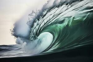 ai généré extrême proche en haut de raclée émeraude océan vagues. ai généré photo