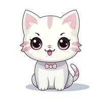 ai généré mignonne kawaii chat clipart icône blanc Contexte. ai généré photo