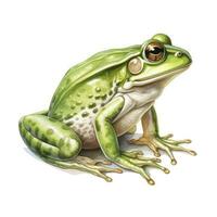 ai généré aquarelle vert grenouille sur blanc Contexte. ai généré photo