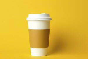 ai généré Vide café tasse isolé sur Jaune Contexte. ai généré photo