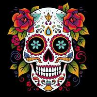 ai généré mexicain des roses crâne. mexicain des roses crâne. dia de los muertos shugar coloré diriger. ai généré photo