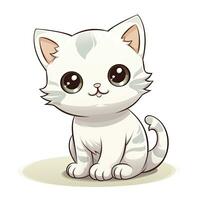 ai généré mignonne kawaii chat clipart icône blanc Contexte. ai généré photo