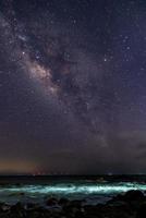 le ciel étoilé au bord de la mer et la voie lactée photo