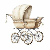 ai généré aquarelle bébé le chariot clipart sur blanc Contexte. ai généré photo