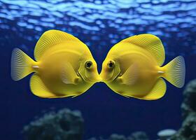 ai généré deux Jaune des soies, visage à affronter. ai généré. photo