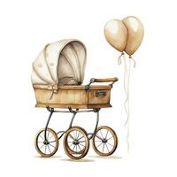 ai généré aquarelle bébé le chariot clipart sur blanc Contexte. ai généré photo