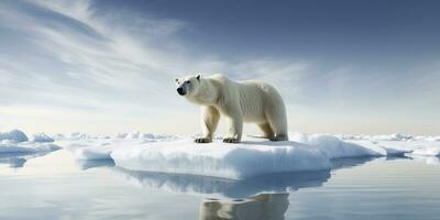 ai généré polaire ours sur la glace banquise. fusion iceberg et global échauffement. ai généré photo