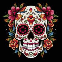 ai généré mexicain des roses crâne. mexicain des roses crâne. dia de los muertos shugar coloré diriger. ai généré photo