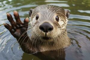 ai généré loutre dans le l'eau. ai généré photo