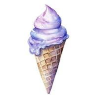 ai généré aquarelle la glace crème dans une gaufre cône. ai généré photo