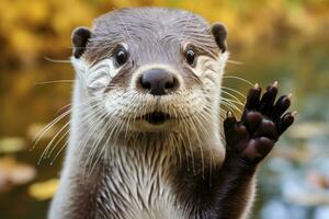 ai généré loutre dans le l'eau. ai généré photo