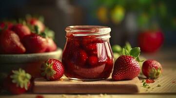 ai généré fraise confiture et Frais baies. génératif ai photo