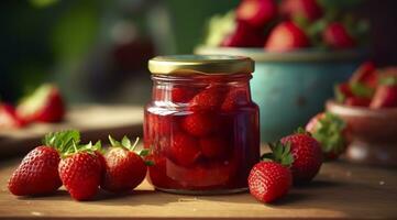 ai généré fraise confiture et Frais baies. génératif ai photo