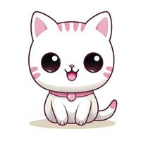 ai généré mignonne kawaii chat clipart icône blanc Contexte. ai généré photo