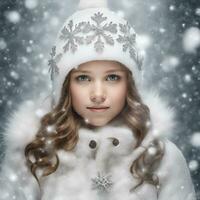 ai généré une charmant fille dans le hiver saison avec une Noël atmosphère photo
