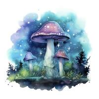 ai généré aquarelle magique champignons pour T-shirt conception. ai généré photo