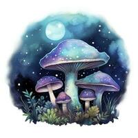 ai généré aquarelle magique champignons pour T-shirt conception. ai généré photo