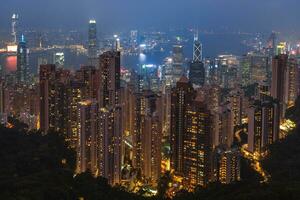 nuit vue de Hong kong de victoria de pointe dans Chine photo