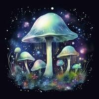 ai généré aquarelle magique champignons pour T-shirt conception. ai généré photo