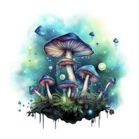 ai généré aquarelle magique champignons pour T-shirt conception. ai généré photo