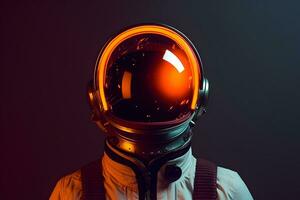 ai généré portrait de astronaute ou astronaute avec néon lumière. photo