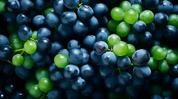 ai généré beaucoup de bleu et les raisins avec feuilles. baies Contexte. haute qualité. ai génératif photo
