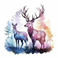 ai généré coloré cerfs dans forêt. T-shirt conception. ai généré photo