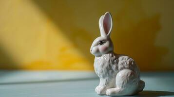 ai généré lapin figurine. symbole de une content Pâques journée. photo