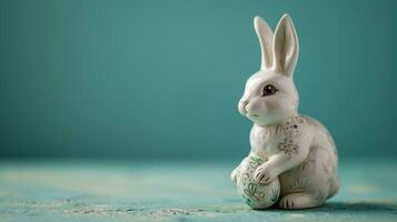 ai généré lapin figurine. symbole de une content Pâques journée. photo