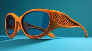 ai généré Japonais des lunettes de soleil du repos sur un Orange arrière-plan, photo