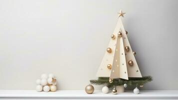 ai généré une élégant image de une Noël arbre avec une le minimum de décorations, soulignant ses beauté photo