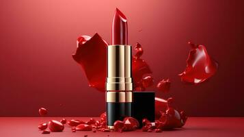 ai généré commercial couverture conception de rouge à lèvres avec copie espace photo