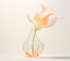 ai généré une blanc tulipe dans une vase est dans de face de une blanc arrière-plan, photo