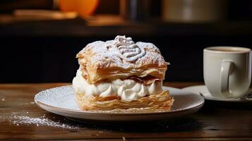 ai généré crémeux Pâtisserie avec bouffée crème ai génératif photo