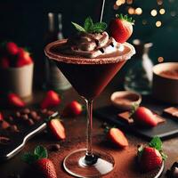 ai généré Chocolat dessert avec fraise ai génératif photo