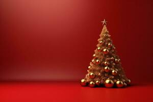 ai généré petit magnifiquement décoré Noël arbre photo