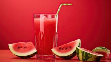 ai généré Frais pastèque jus avec menthe feuille ai génératif photo