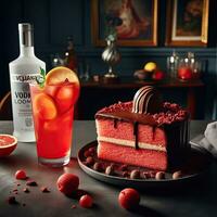 ai généré une verre cocktail avec fraise gâteau ai génératif photo