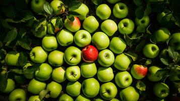 ai généré Haut vue Frais Pomme sur le table ai génératif photo