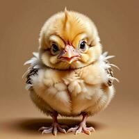 ai généré une bébé poulet avec une gros tête et gros yeux photo