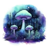 ai généré aquarelle magique champignons pour T-shirt conception. ai généré photo