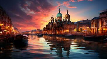 ai généré vue de une magnifique toile de fond pour une visite à st. Pétersbourg, Russie photo