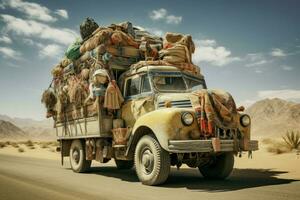 ai généré scénique homme Voyage dans Egypte transport. produire ai photo