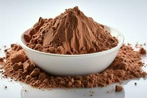 ai généré gourmet simplicité cacao poudre isolé sur une blanc Contexte photo