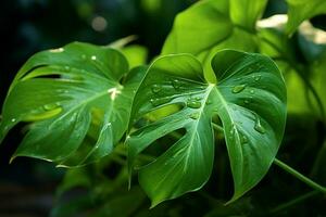 ai généré dynamique beauté captivant image de vert feuilles gracieusement suspendu dans le air ai généré photo