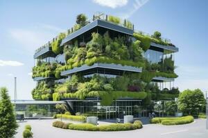 ai généré Bureau bâtiment avec vert environnement. ai généré photo