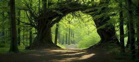 ai généré Naturel arcade en forme de par branches dans le forêt. ai généré photo