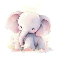 ai généré aquarelle bébé l'éléphant. ai généré photo