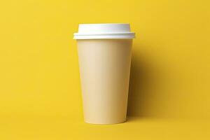 ai généré Vide café tasse isolé sur Jaune Contexte. ai généré photo