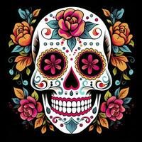 ai généré mexicain des roses crâne. mexicain des roses crâne. dia de los muertos shugar coloré diriger. ai généré photo